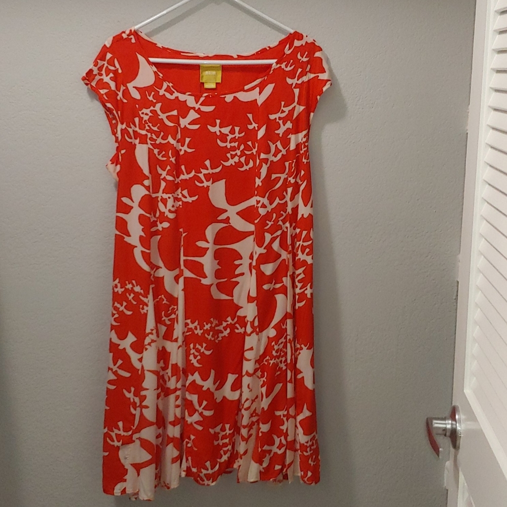 Anthro Maeve Tassel Tie Bird Orange Dress Medium